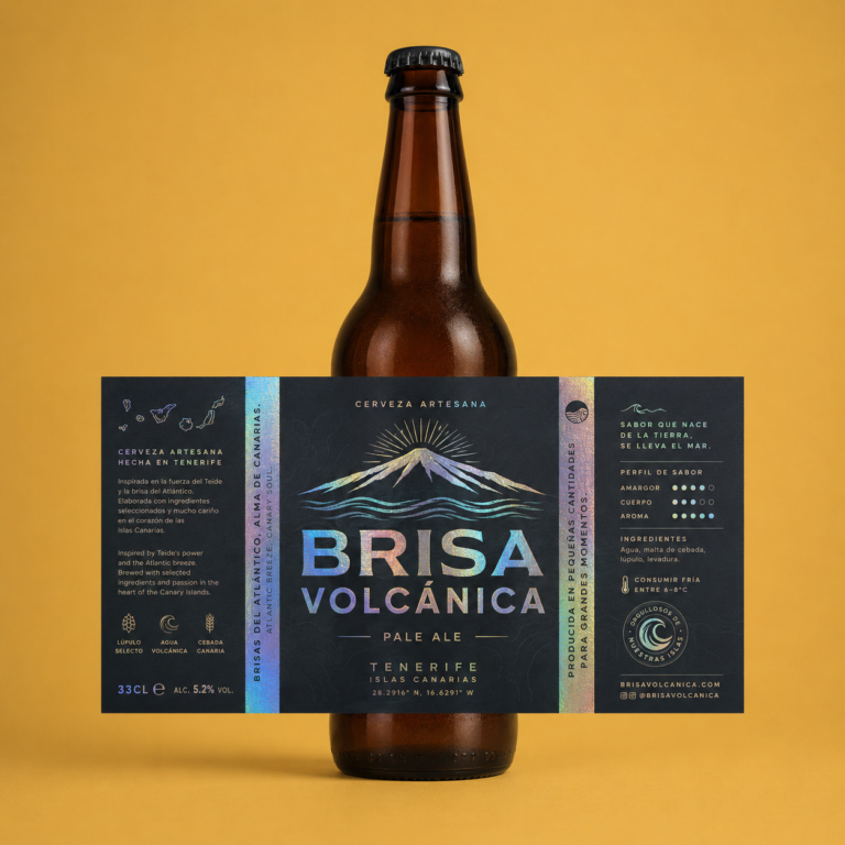 etiquetas holográfica adhesiva para cerveza de canarias