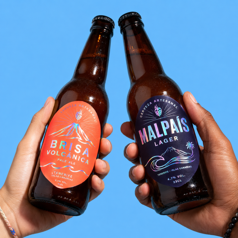 etiquetas holográfica adhesiva de cerveza en Tenerife