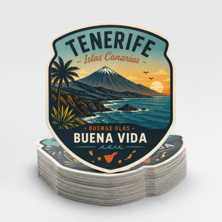 Sticker Souvenir para negocio local en Islas Canarias y Tenerife
