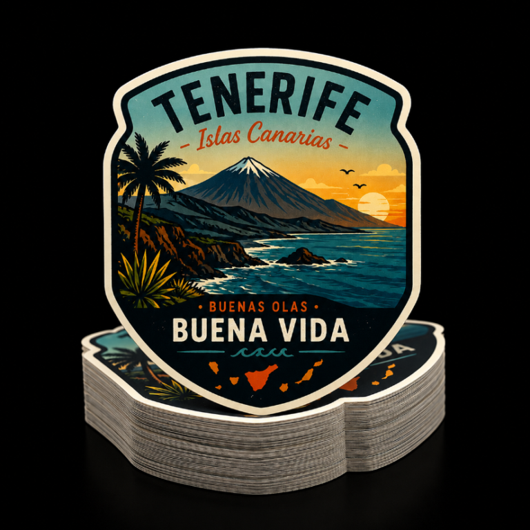 Pegatinas personalizadas troqueladas fabricadas en Tenerife