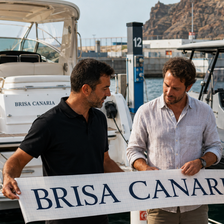 Entrega de un nombre para barco a clientes particulares y profesionales náuticos en Canarias